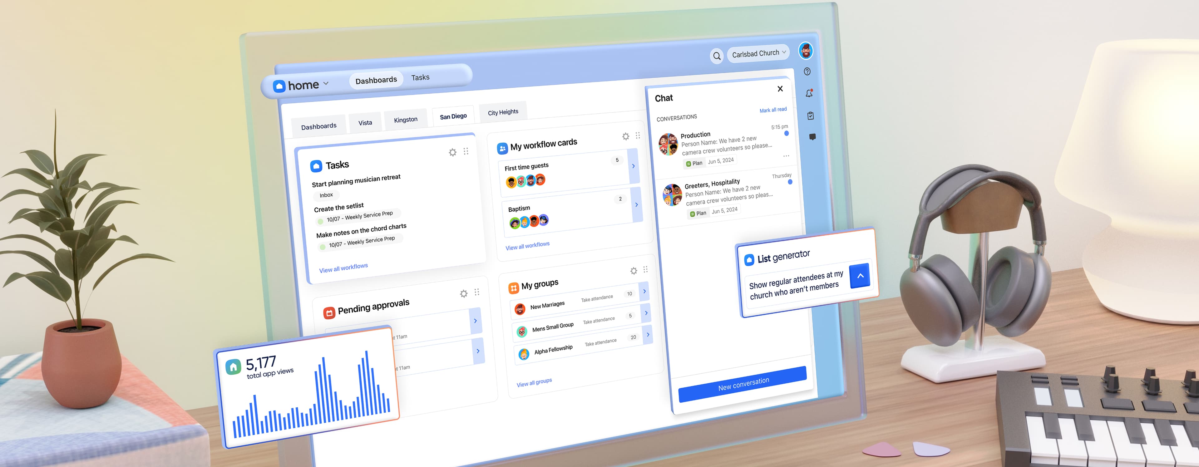 Planning Center dashboard
