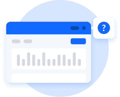 Frame of an application window with the help option question mark in the top-right enlarged.